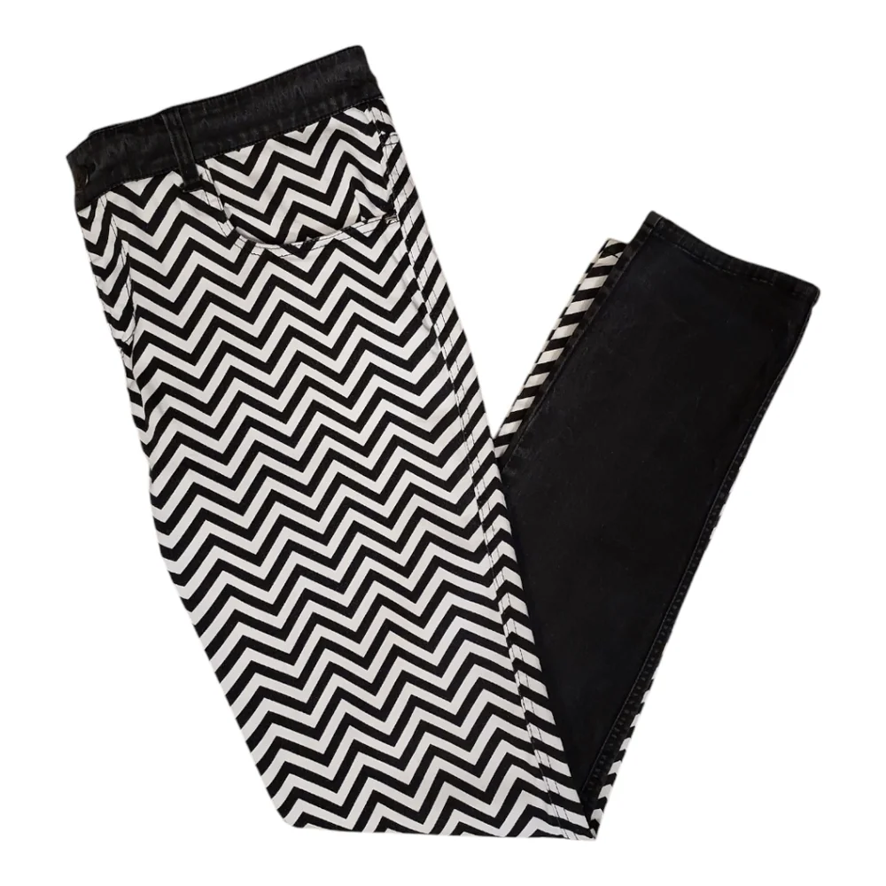 Royal Bones by Daang Goodman Split Black & White Chevron Jeans Size 17 - Picture 4 of 10
